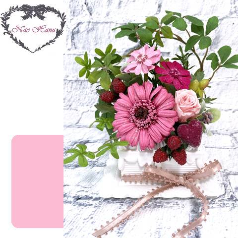 プリザーブドフラワー　ケーキプランター