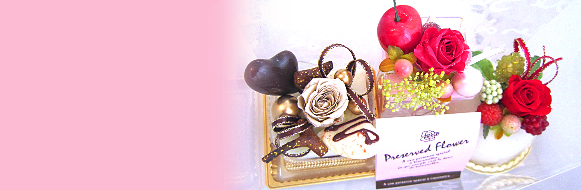 プリザーブドフラワー　スイーツトロワ クリアBOX付