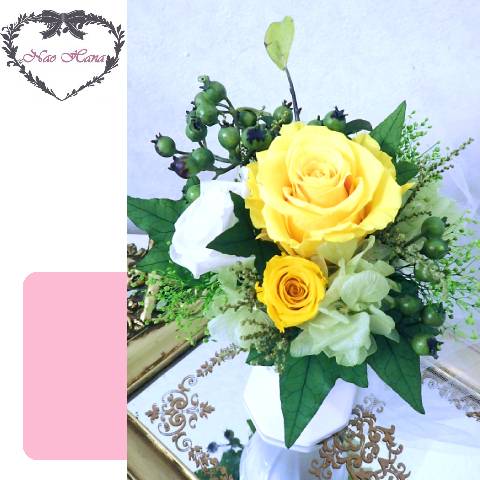 プリザーブドフラワー　ポットアレンジ