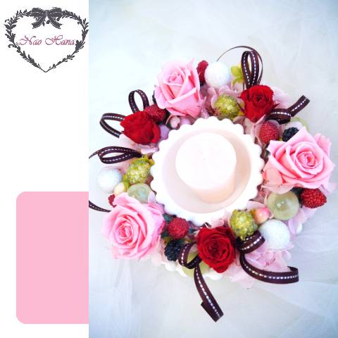 プリザーブドフラワー　キャンドルアレンジ