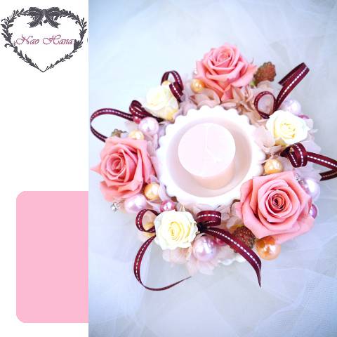 プリザーブドフラワー　キャンドルアレンジ