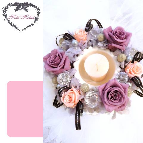 プリザーブドフラワー　キャンドルアレンジ