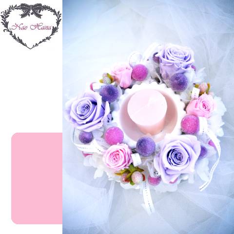 プリザーブドフラワー　キャンドルアレンジ