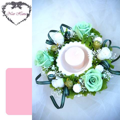 プリザーブドフラワー　キャンドルアレンジ