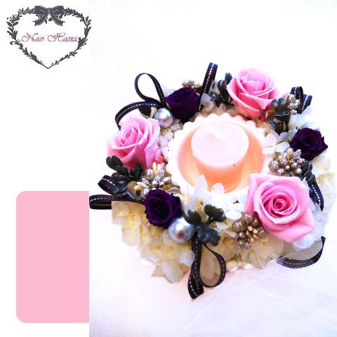 プリザーブドフラワー　キャンドルアレンジ