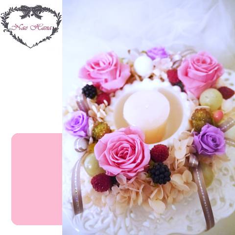 プリザーブドフラワー　キャンドルアレンジ