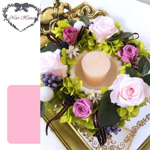 プリザーブドフラワー　キャンドルアレンジ