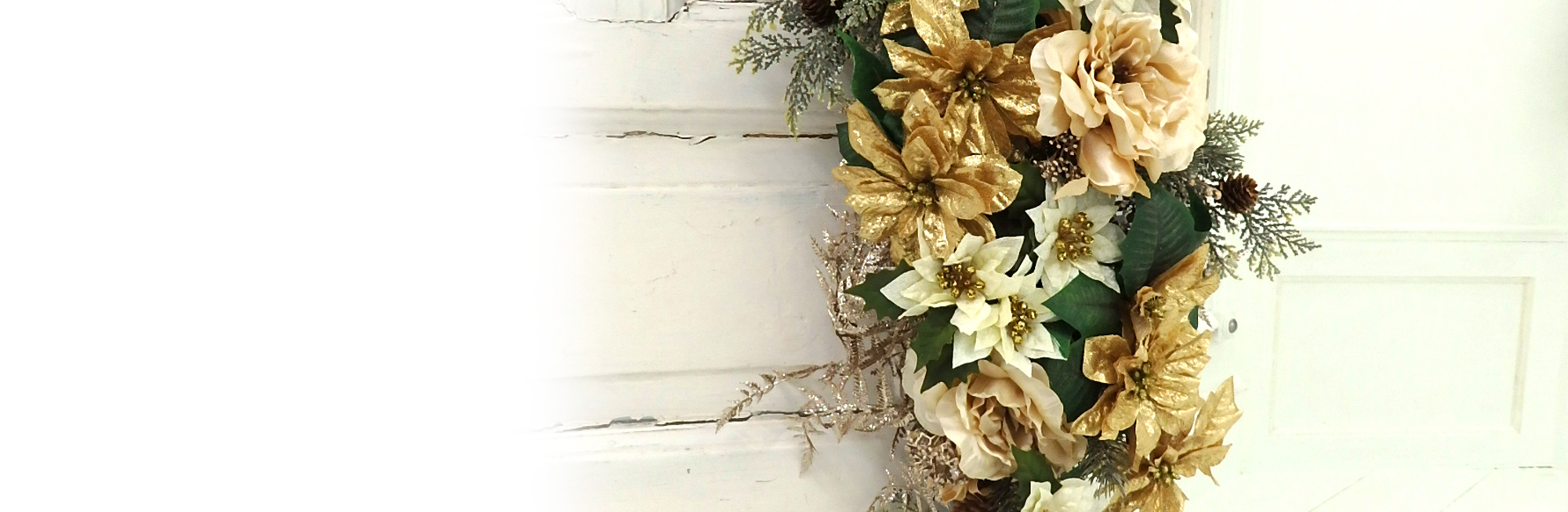 アーティフィシャルフラワー　壁掛け縦長スワッグ